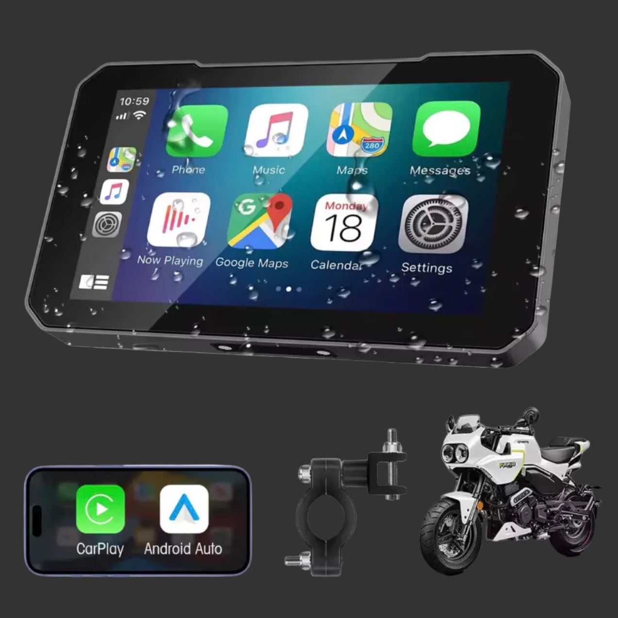 Apple carplay and android auto screen for bikes