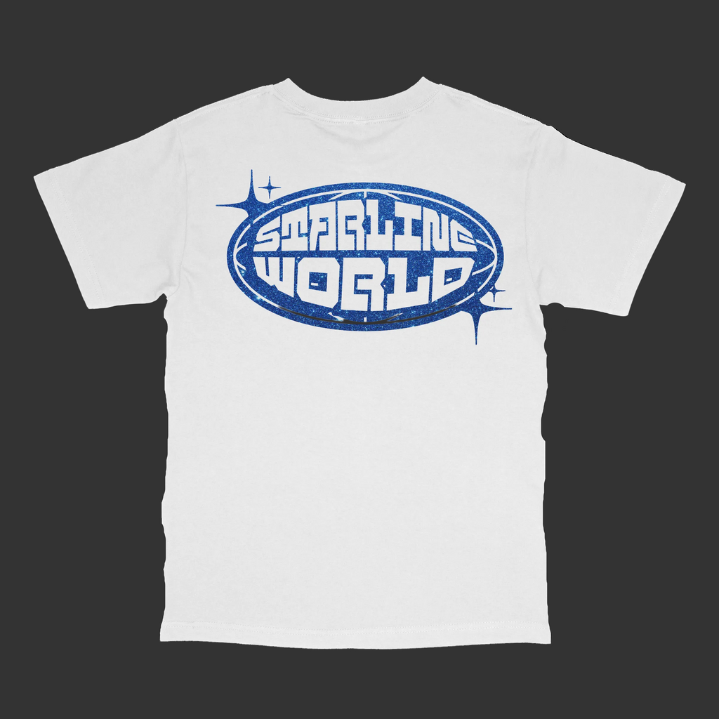 StarlineWorld (White-SPARKLY-Blue) Tee
