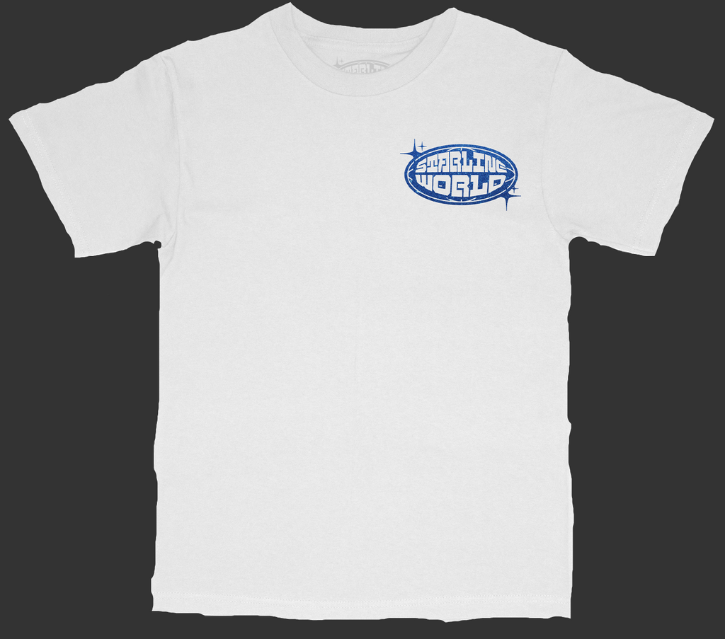 StarlineWorld (White-SPARKLY-Blue) Tee
